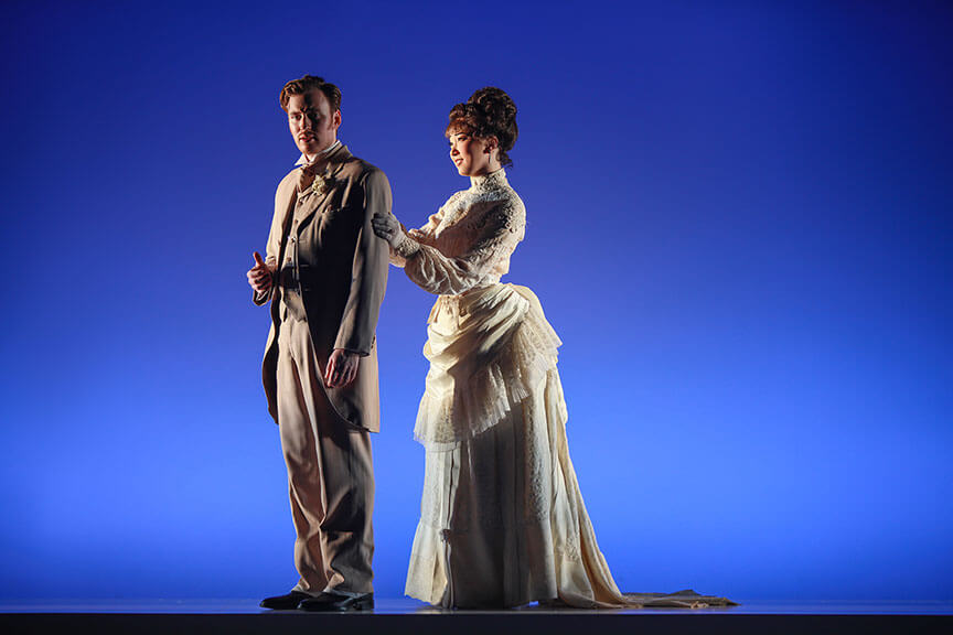 Callum Adams as Newland Archer and Delphi Borich as May in The Age of Innocence,